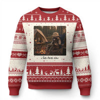 Funny Camping Raccoon Ugly Christmas Sweater I Live Here Now Outdoor Lover