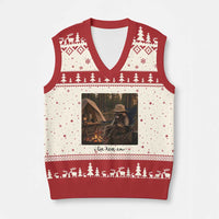 Funny Camping Raccoon V-Neck Knit Sweater Vest I Live Here Now Outdoor Lover