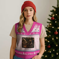 Funny Camping Raccoon V-Neck Knit Sweater Vest I Live Here Now Outdoor Lover