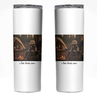 Funny Camping Raccoon Skinny Tumbler I Live Here Now Outdoor Lover