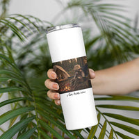 Funny Camping Raccoon Skinny Tumbler I Live Here Now Outdoor Lover