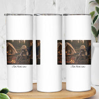 Funny Camping Raccoon Skinny Tumbler I Live Here Now Outdoor Lover