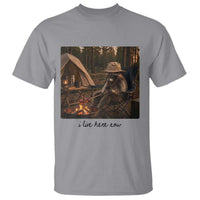 Funny Camping Raccoon T Shirt I Live Here Now Outdoor Lover