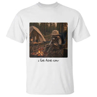 Funny Camping Raccoon T Shirt I Live Here Now Outdoor Lover