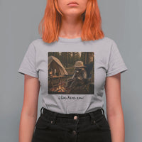 Funny Camping Raccoon T Shirt For Women I Live Here Now Outdoor Lover