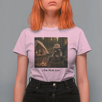 Funny Camping Raccoon T Shirt For Women I Live Here Now Outdoor Lover