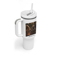 Funny Camping Raccoon Tumbler With Handle I Live Here Now Outdoor Lover