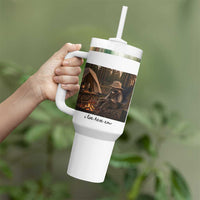 Funny Camping Raccoon Tumbler With Handle I Live Here Now Outdoor Lover