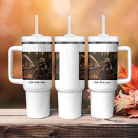 Funny Camping Raccoon Tumbler With Handle I Live Here Now Outdoor Lover
