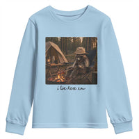 Funny Camping Raccoon Youth Sweatshirt I Live Here Now Outdoor Lover
