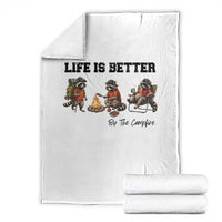 Funny Camping Raccoon Throw Blanket Life Is Better By The Campfire