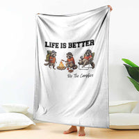 Funny Camping Raccoon Throw Blanket Life Is Better By The Campfire