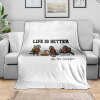 Funny Camping Raccoon Throw Blanket Life Is Better By The Campfire