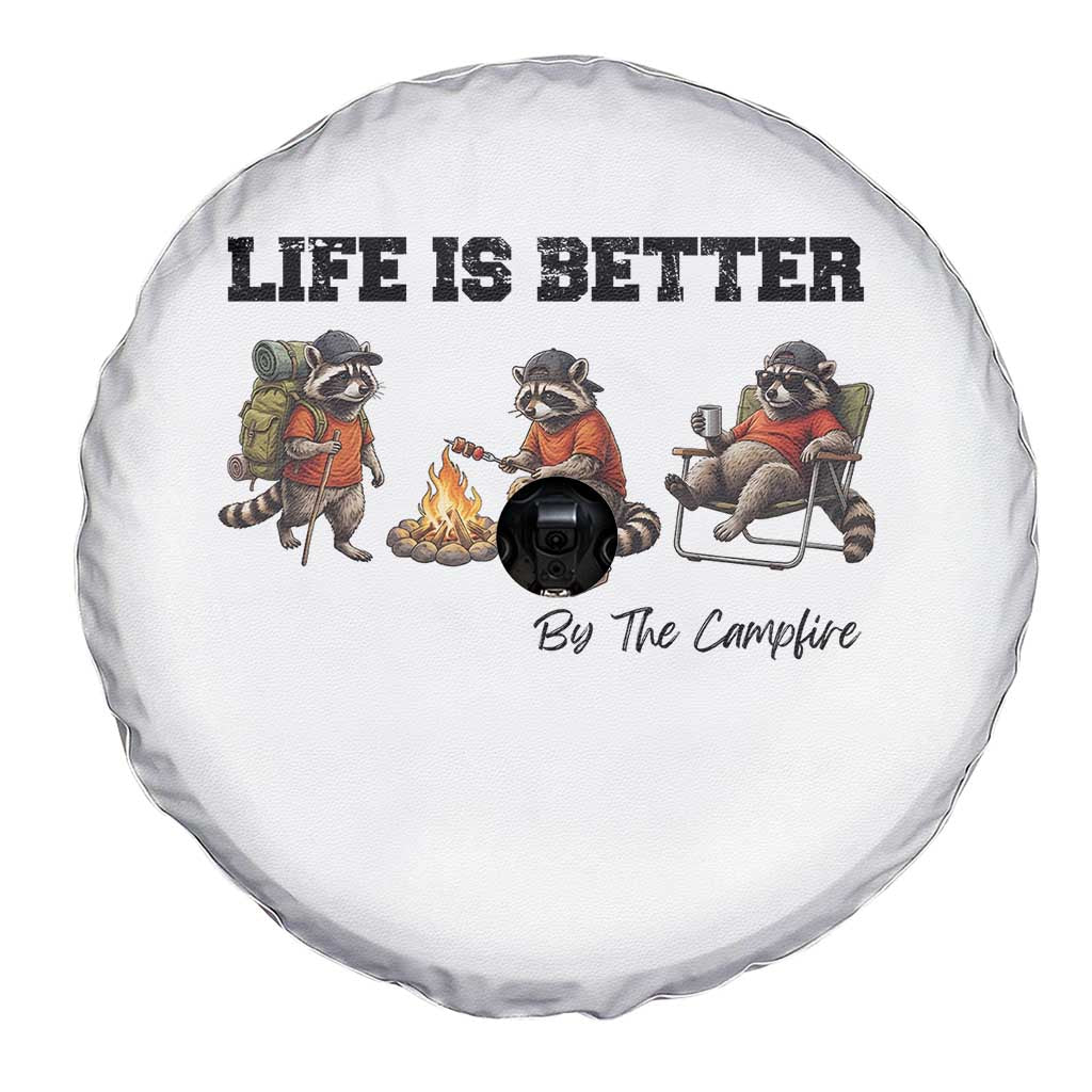 Funny Camping Raccoon Spare Tire Cover Life Is Better By The Campfire
