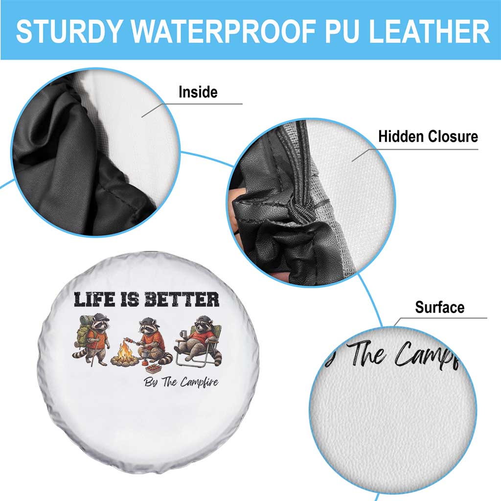 Funny Camping Raccoon Spare Tire Cover Life Is Better By The Campfire