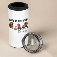 Funny Camping Raccoon 4 in 1 Can Cooler Tumbler Life Is Better By The Campfire