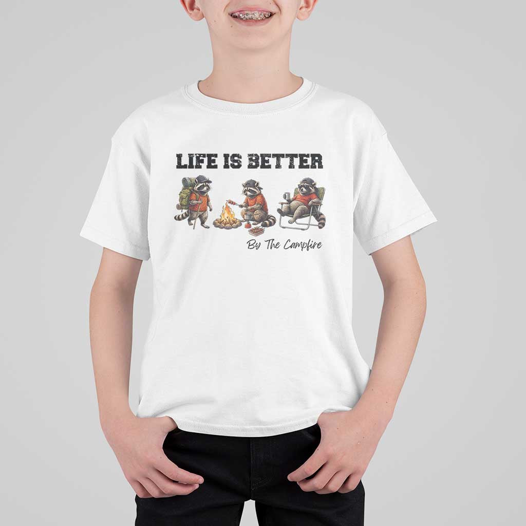 Funny Camping Raccoon T Shirt For Kid Life Is Better By The Campfire