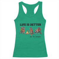 Funny Camping Raccoon Racerback Tank Top Life Is Better By The Campfire