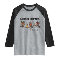 Funny Camping Raccoon Raglan Shirt Life Is Better By The Campfire