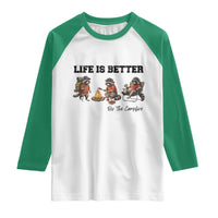 Funny Camping Raccoon Raglan Shirt Life Is Better By The Campfire