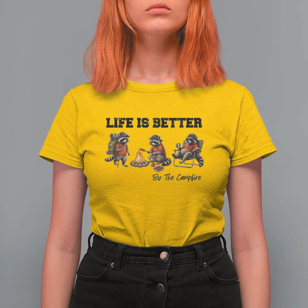 Funny Camping Raccoon T Shirt For Women Life Is Better By The Campfire