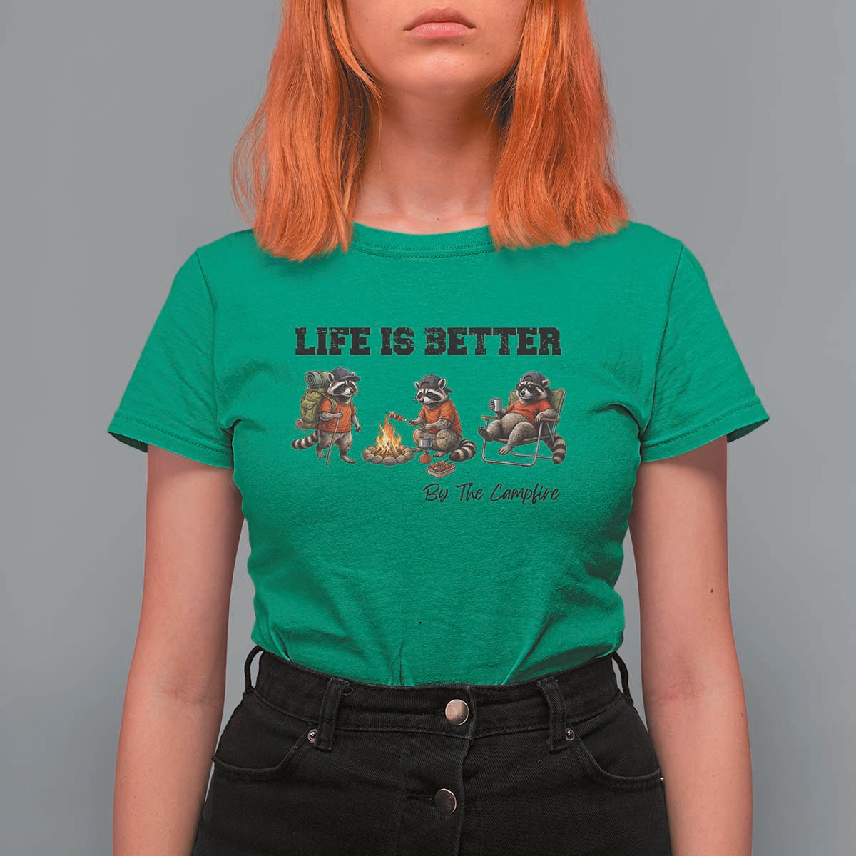 Funny Camping Raccoon T Shirt For Women Life Is Better By The Campfire