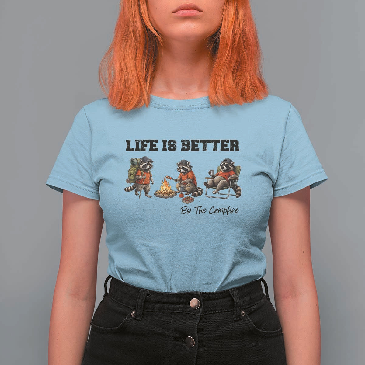 Funny Camping Raccoon T Shirt For Women Life Is Better By The Campfire