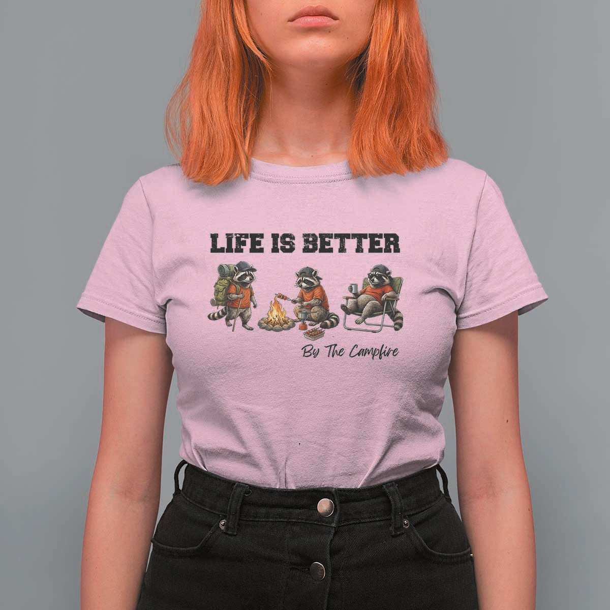 Funny Camping Raccoon T Shirt For Women Life Is Better By The Campfire