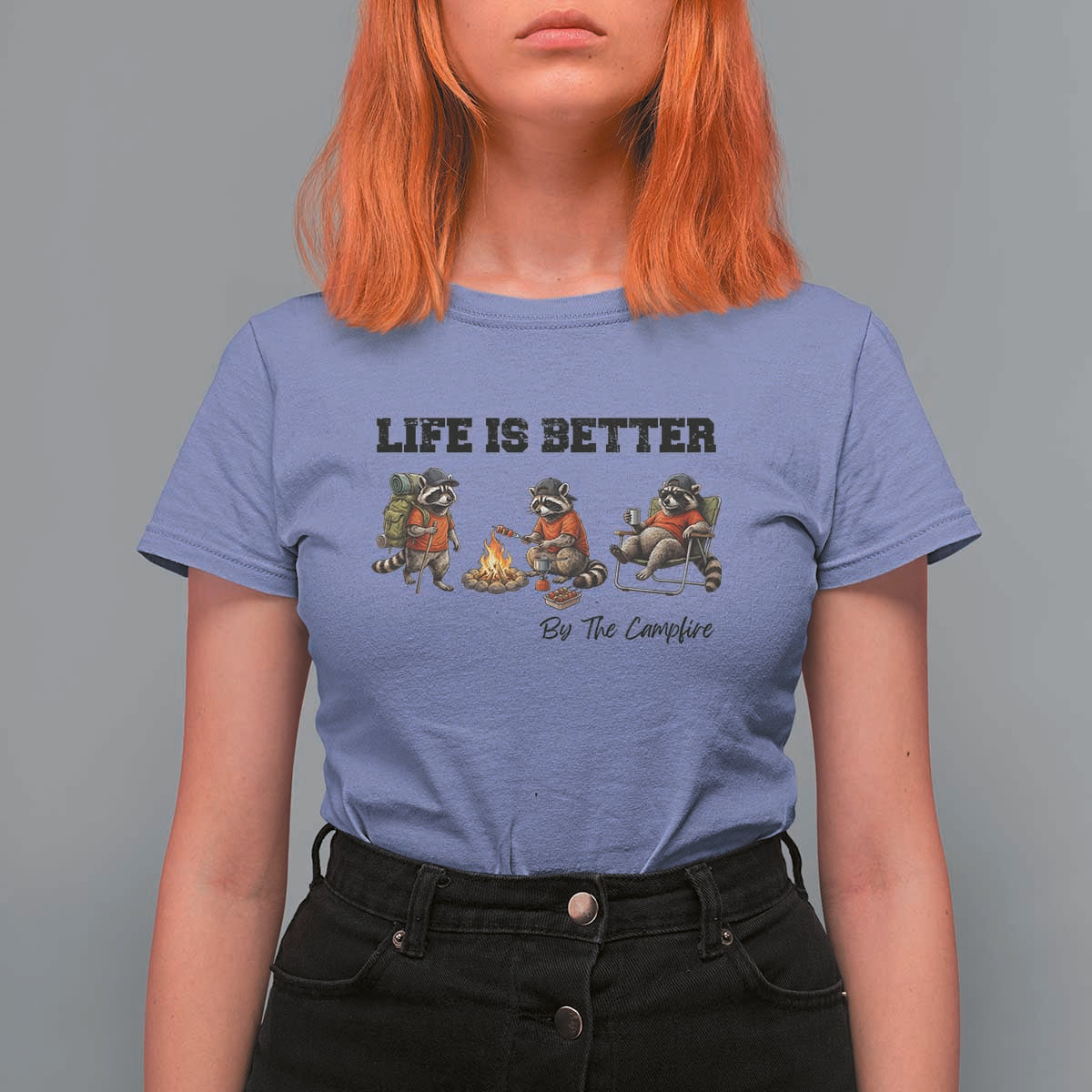 Funny Camping Raccoon T Shirt For Women Life Is Better By The Campfire
