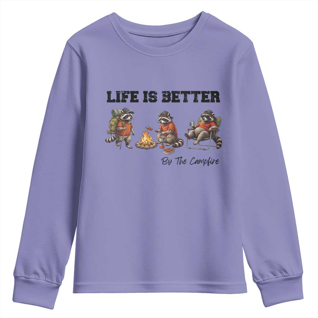 Funny Camping Raccoon Youth Sweatshirt Life Is Better By The Campfire