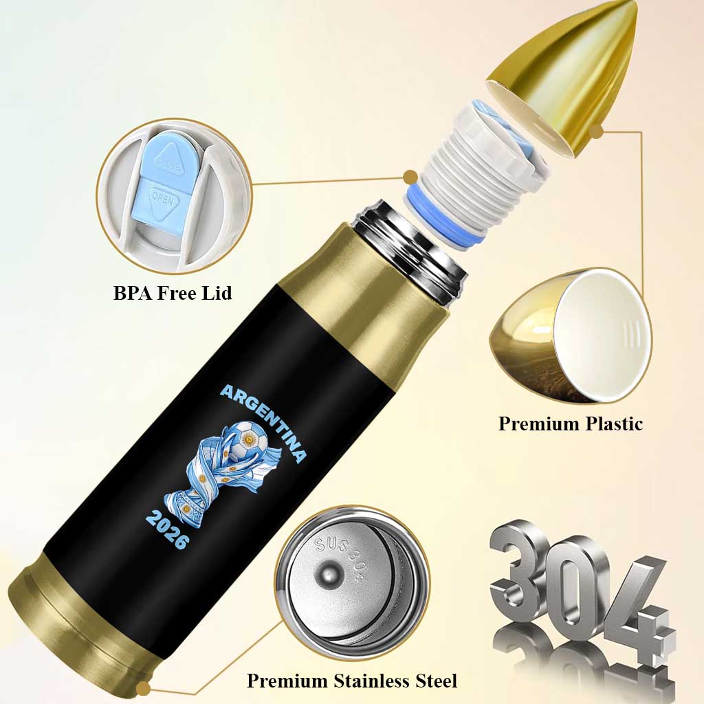 Proud Argentina Soccer 2026 Bullet Tumbler World Football Fan Gift