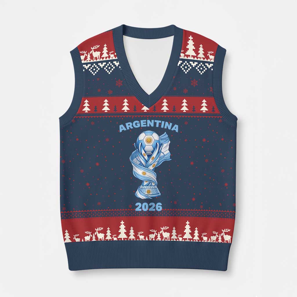 Proud Argentina Soccer 2026 V-Neck Knit Sweater Vest World Football Fan Gift