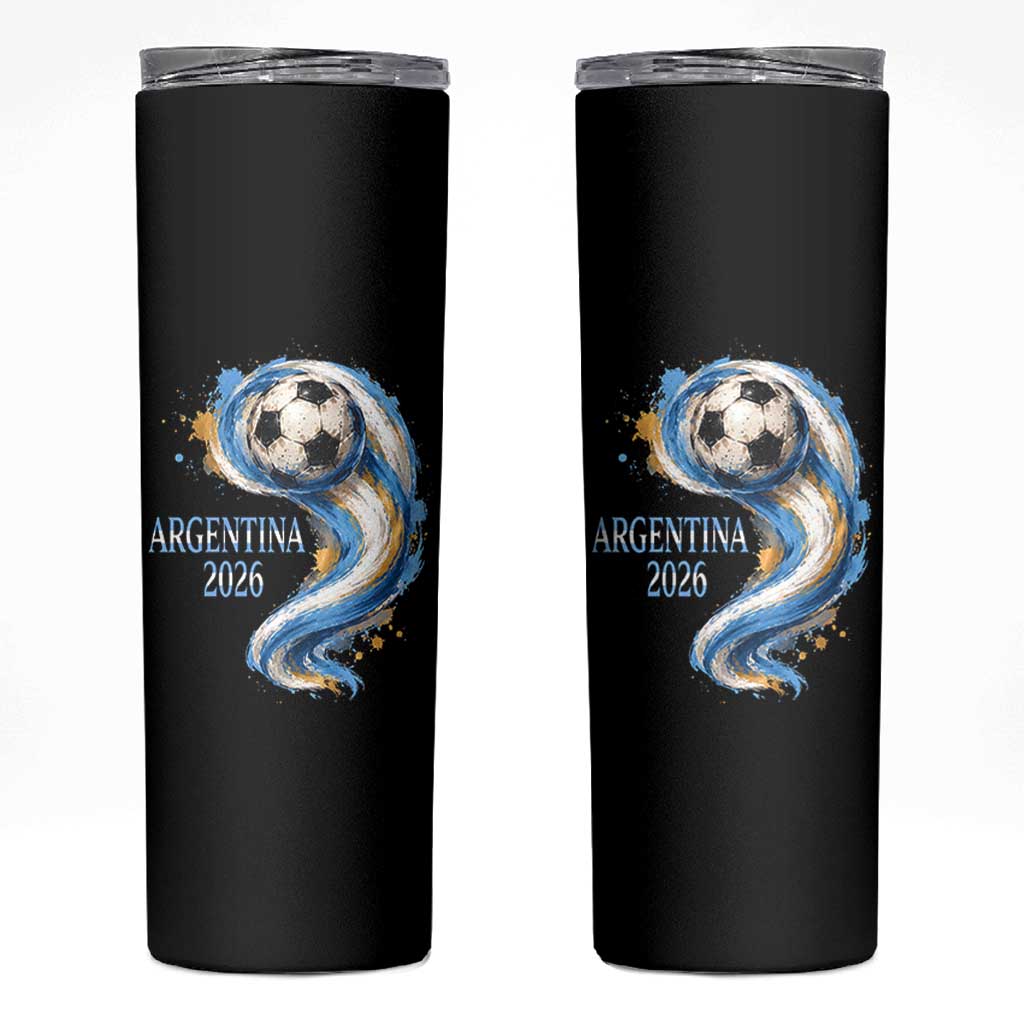 Argentina 2026 Soccer Fan Skinny Tumbler Proud Football Flag Supporter
