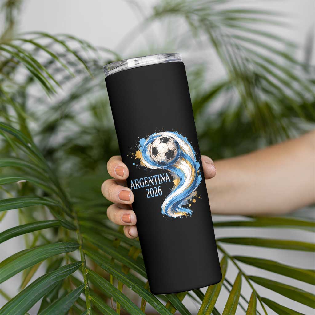 Argentina 2026 Soccer Fan Skinny Tumbler Proud Football Flag Supporter