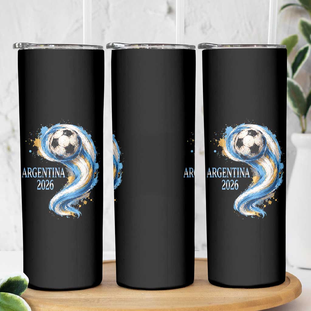 Argentina 2026 Soccer Fan Skinny Tumbler Proud Football Flag Supporter