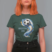 Argentina 2026 Soccer Fan T Shirt For Women Proud Football Flag Supporter