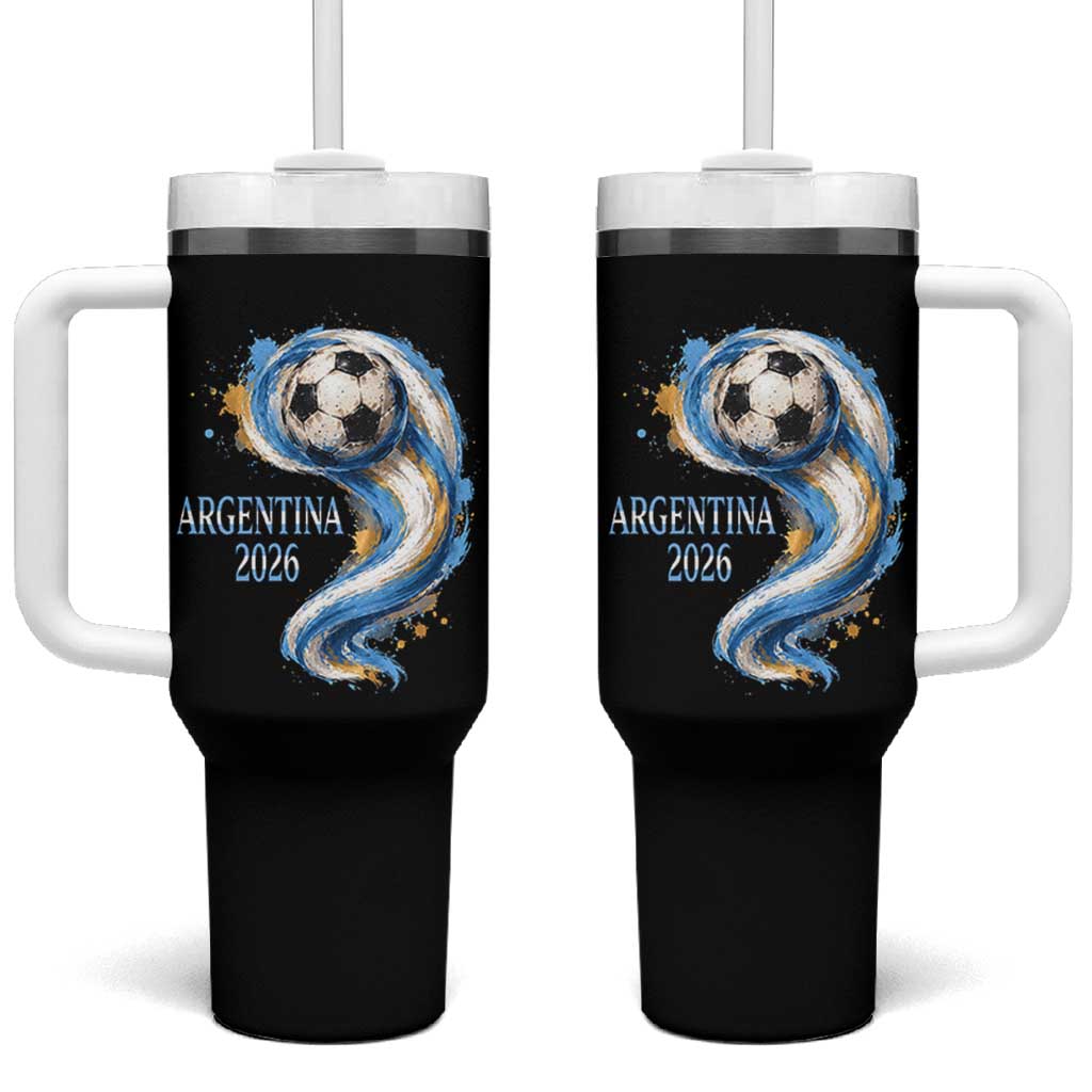 Argentina 2026 Soccer Fan Tumbler With Handle Proud Football Flag Supporter