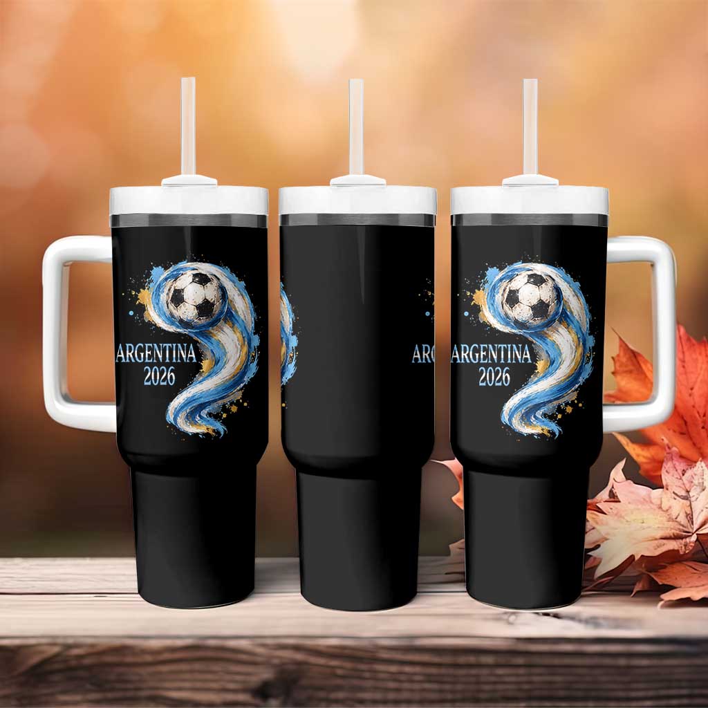 Argentina 2026 Soccer Fan Tumbler With Handle Proud Football Flag Supporter