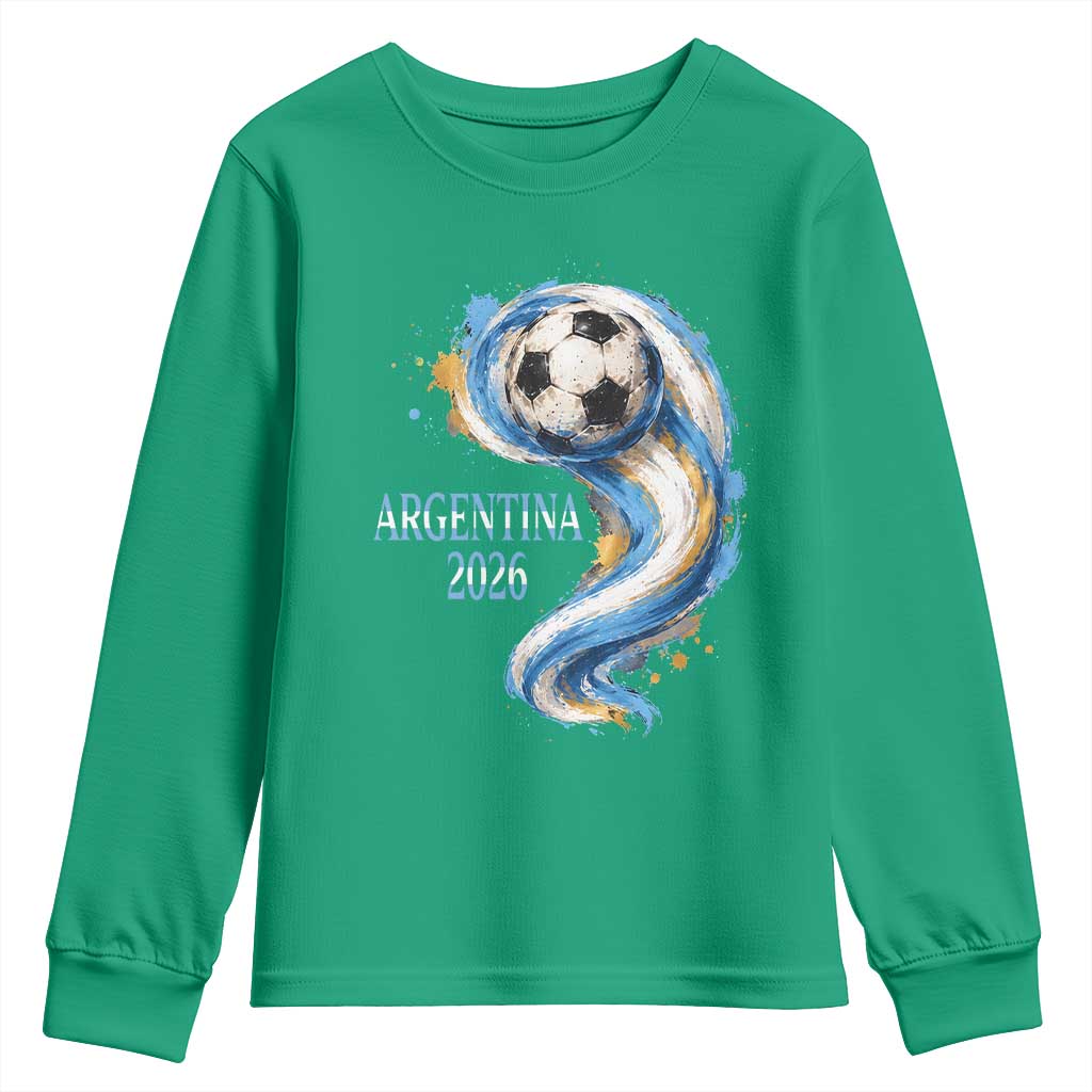 Argentina 2026 Soccer Fan Youth Sweatshirt Proud Football Flag Supporter