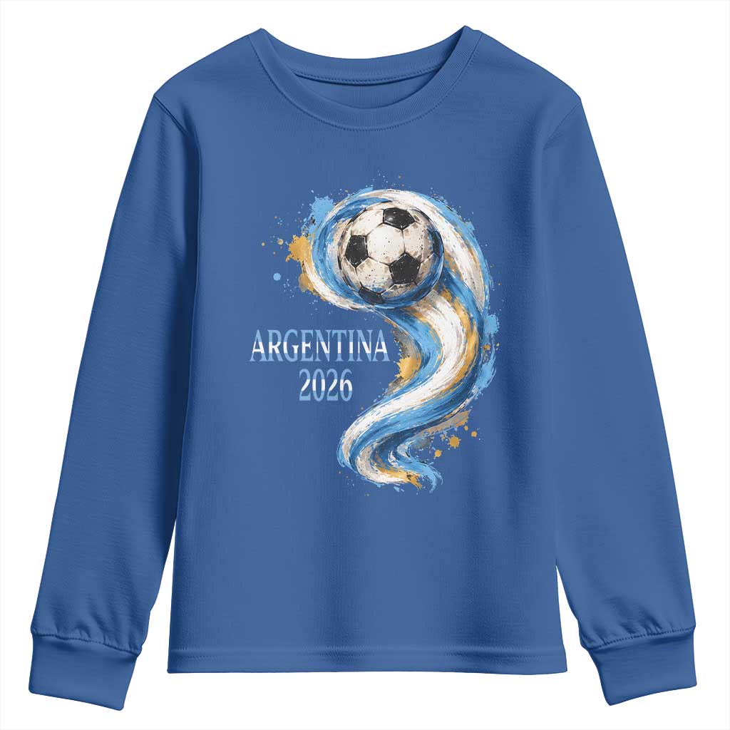 Argentina 2026 Soccer Fan Youth Sweatshirt Proud Football Flag Supporter
