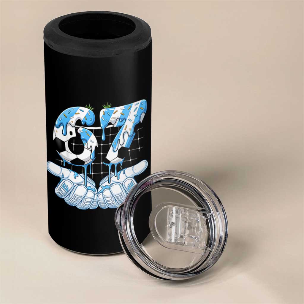 Funny Argentina Six Seven Football Meme 4 in 1 Can Cooler Tumbler Gen Alpha Soccer Fan