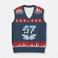 Funny Argentina Six Seven Football Meme V-Neck Knit Sweater Vest Gen Alpha Soccer Fan