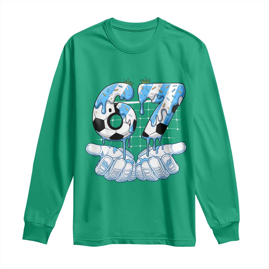 Funny Argentina Six Seven Football Meme Long Sleeve Shirt Gen Alpha Soccer Fan