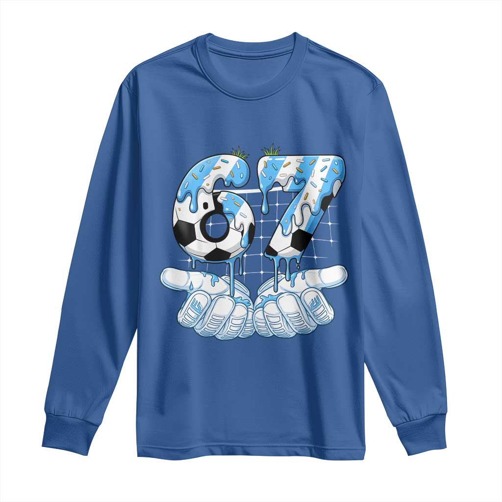 Funny Argentina Six Seven Football Meme Long Sleeve Shirt Gen Alpha Soccer Fan