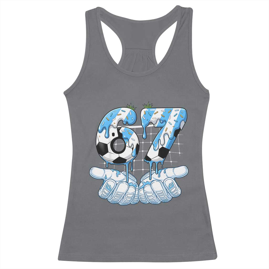Funny Argentina Six Seven Football Meme Racerback Tank Top Gen Alpha Soccer Fan