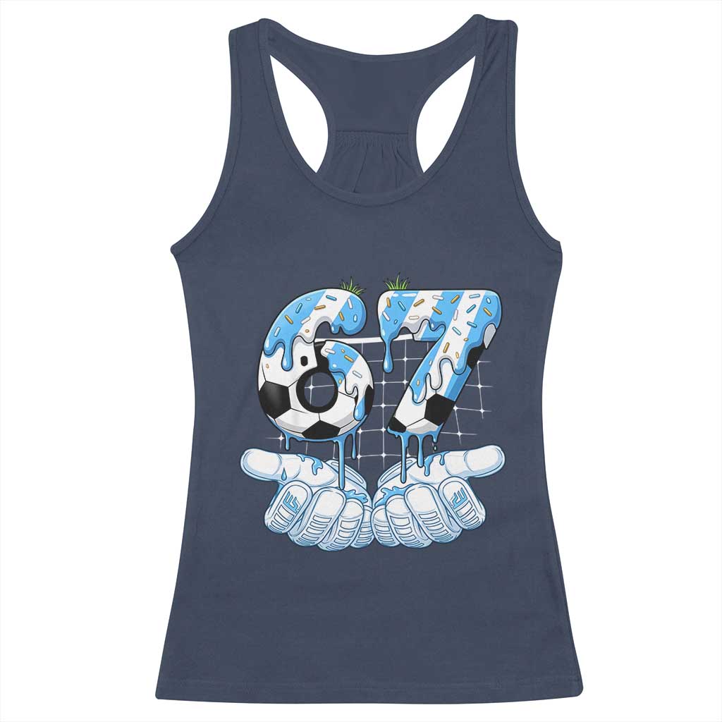Funny Argentina Six Seven Football Meme Racerback Tank Top Gen Alpha Soccer Fan