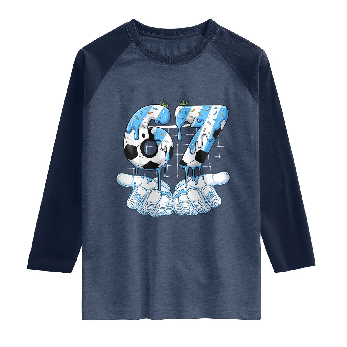 Funny Argentina Six Seven Football Meme Raglan Shirt Gen Alpha Soccer Fan