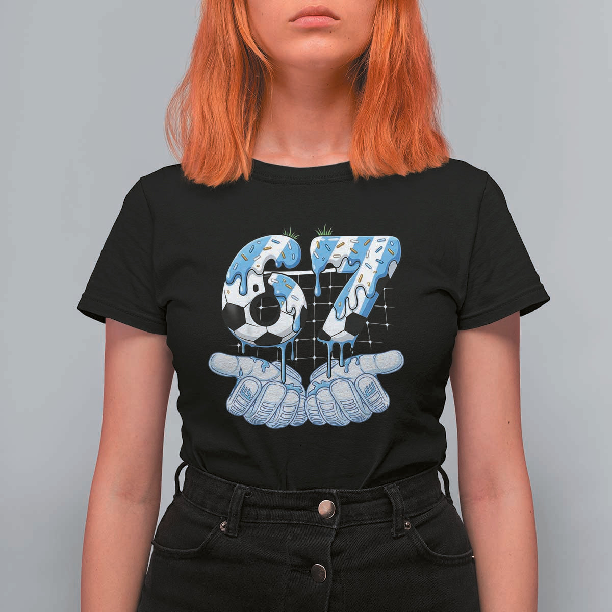 Funny Argentina Six Seven Football Meme T Shirt For Women Gen Alpha Soccer Fan