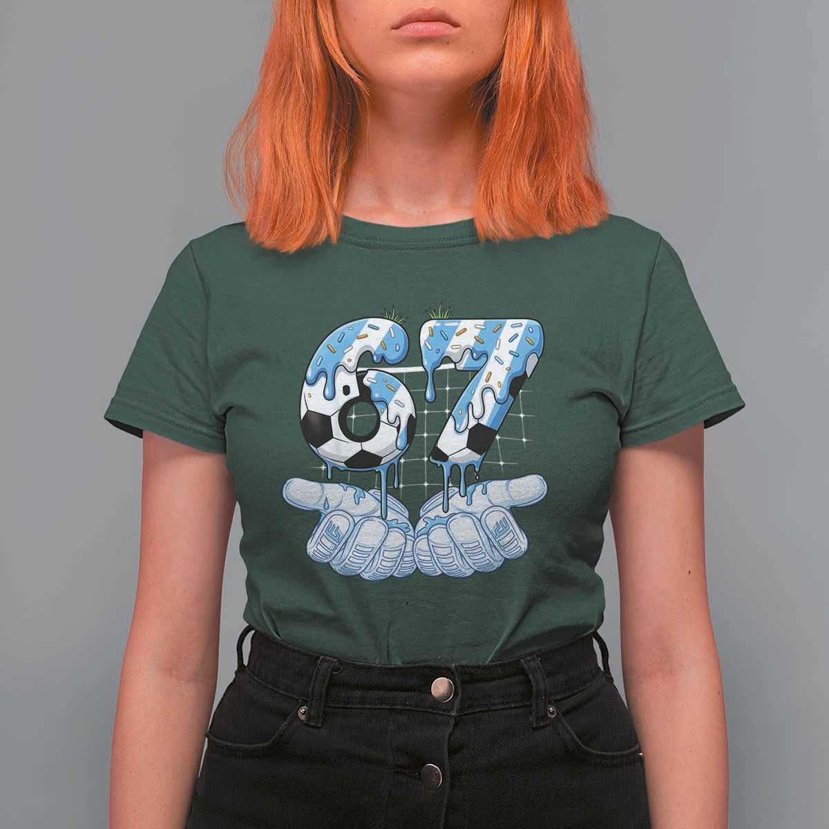 Funny Argentina Six Seven Football Meme T Shirt For Women Gen Alpha Soccer Fan