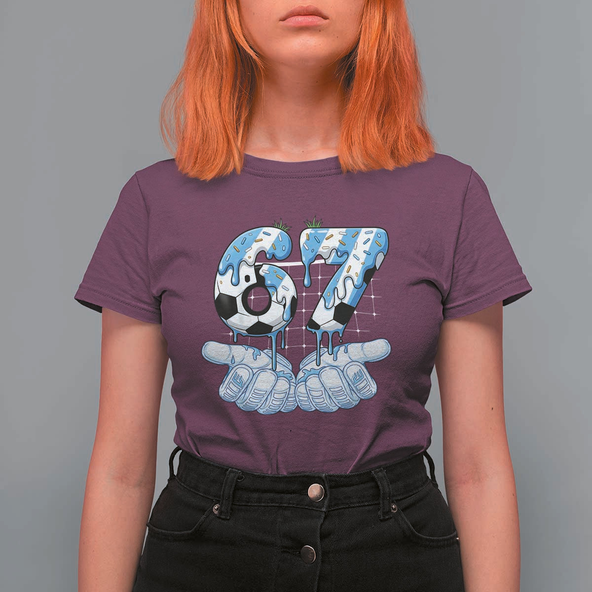 Funny Argentina Six Seven Football Meme T Shirt For Women Gen Alpha Soccer Fan